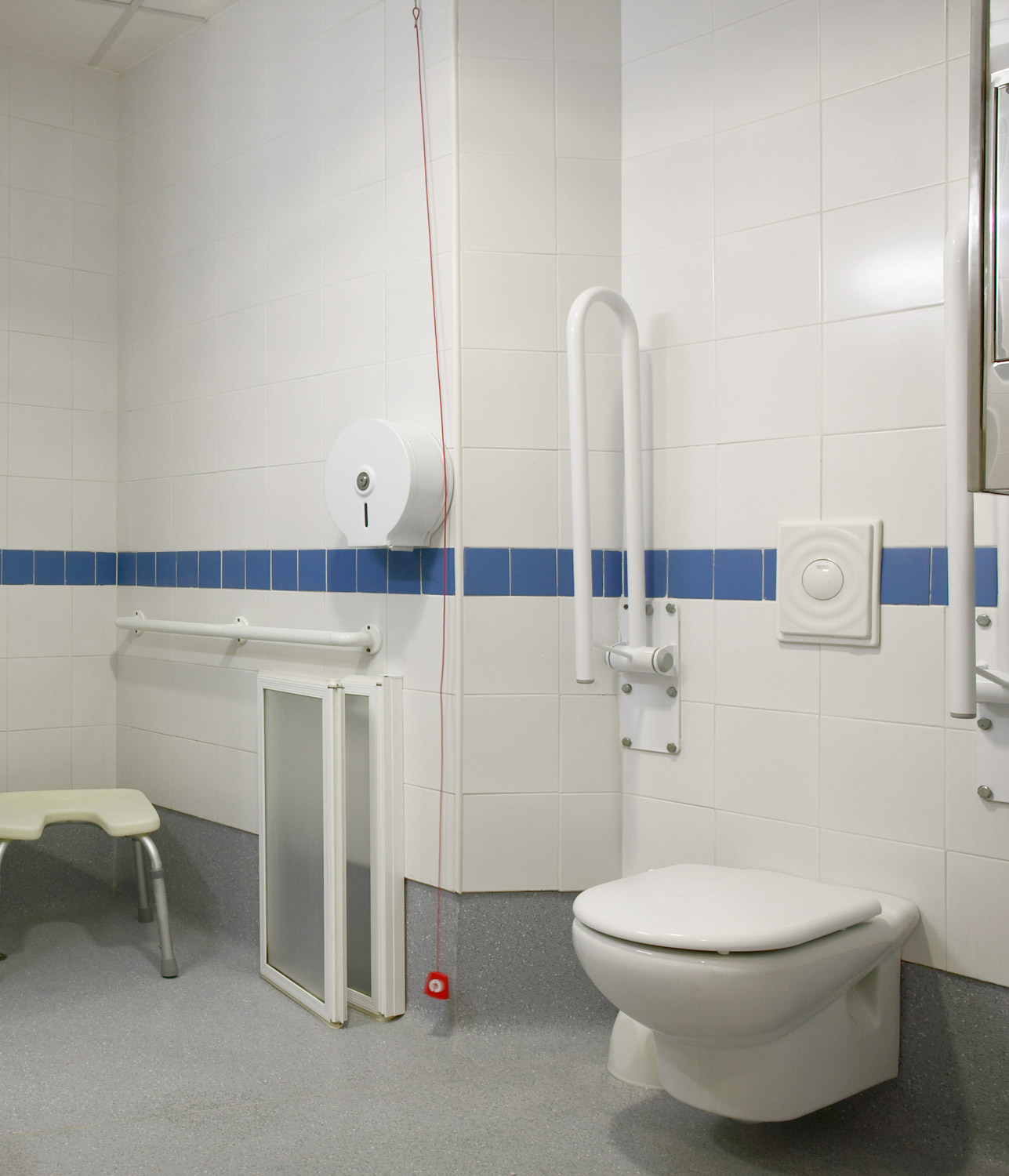 Modern disabled person bathroom wc with sink toilet and shower